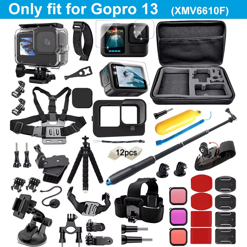 Accessories Kit for  Hero 12 11 10 9 Black Carrying Bag Waterproof Housing Case Tripod Set for Go Pro Hero12 Hero11 10 9