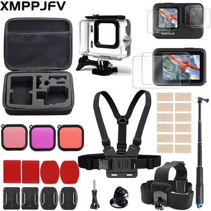 Accessories Kit for  Hero 12 11 10 9 Black Carrying Bag Waterproof Housing Case Tripod Set for Go Pro Hero12 Hero11 10 9