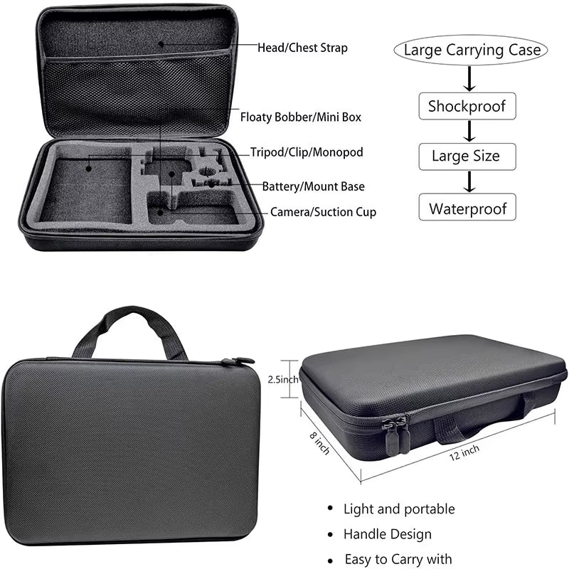 Accessories Kit for  Hero 12 11 10 9 Black Carrying Bag Waterproof Housing Case Tripod Set for Go Pro Hero12 Hero11 10 9